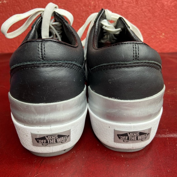 Black Leather Platform Vans Silver Details Size 9 - Picture 3 of 3